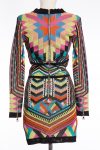 Balmain Multicolor geometric jacquard knit bodycon dress