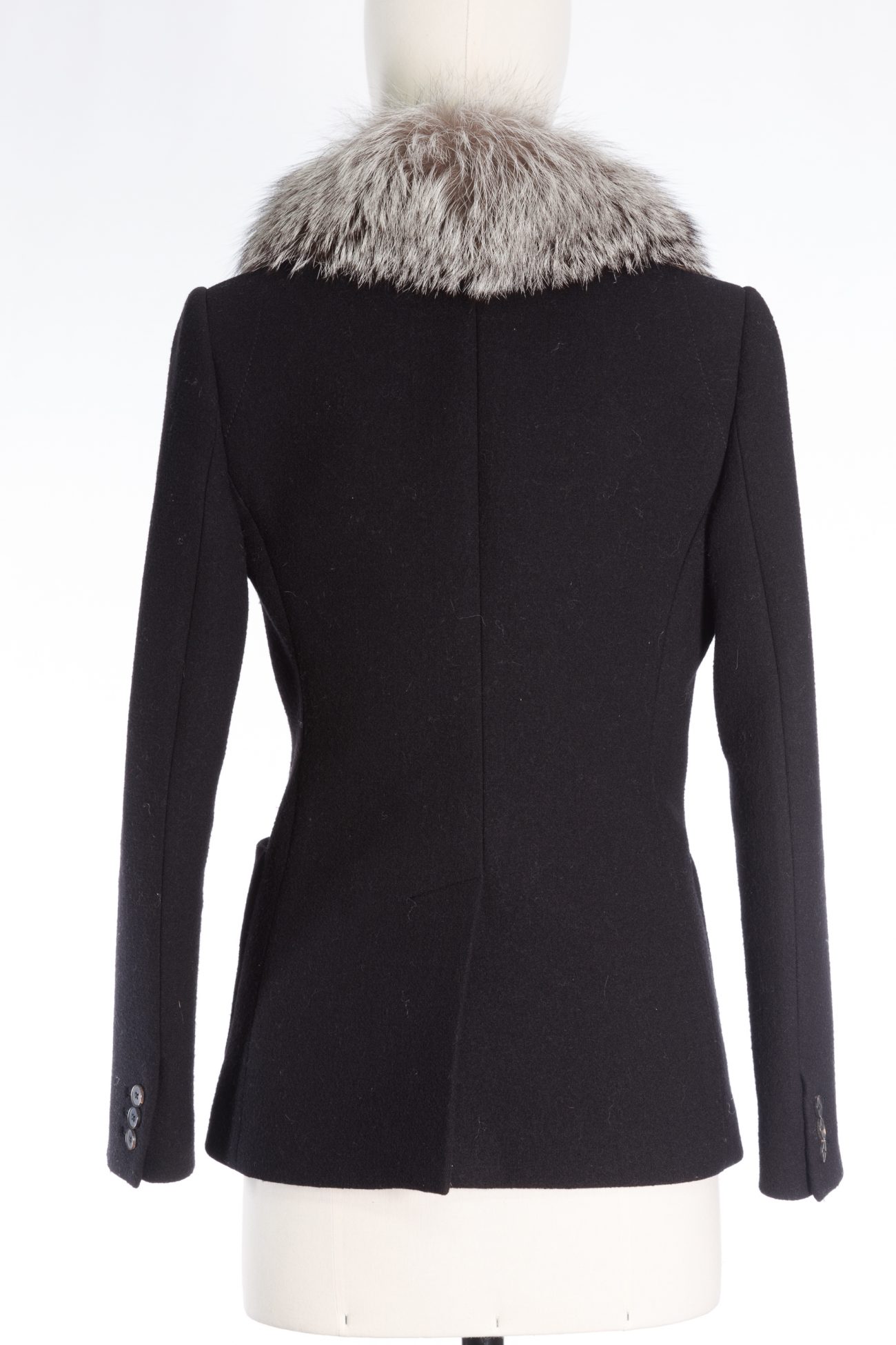 Joseph Black Wool Fur Collar Jacket