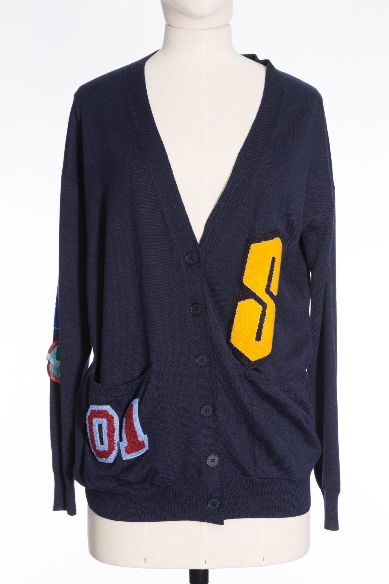 Stella Maccartney Blue Marine Wool Embroidered Cardigan