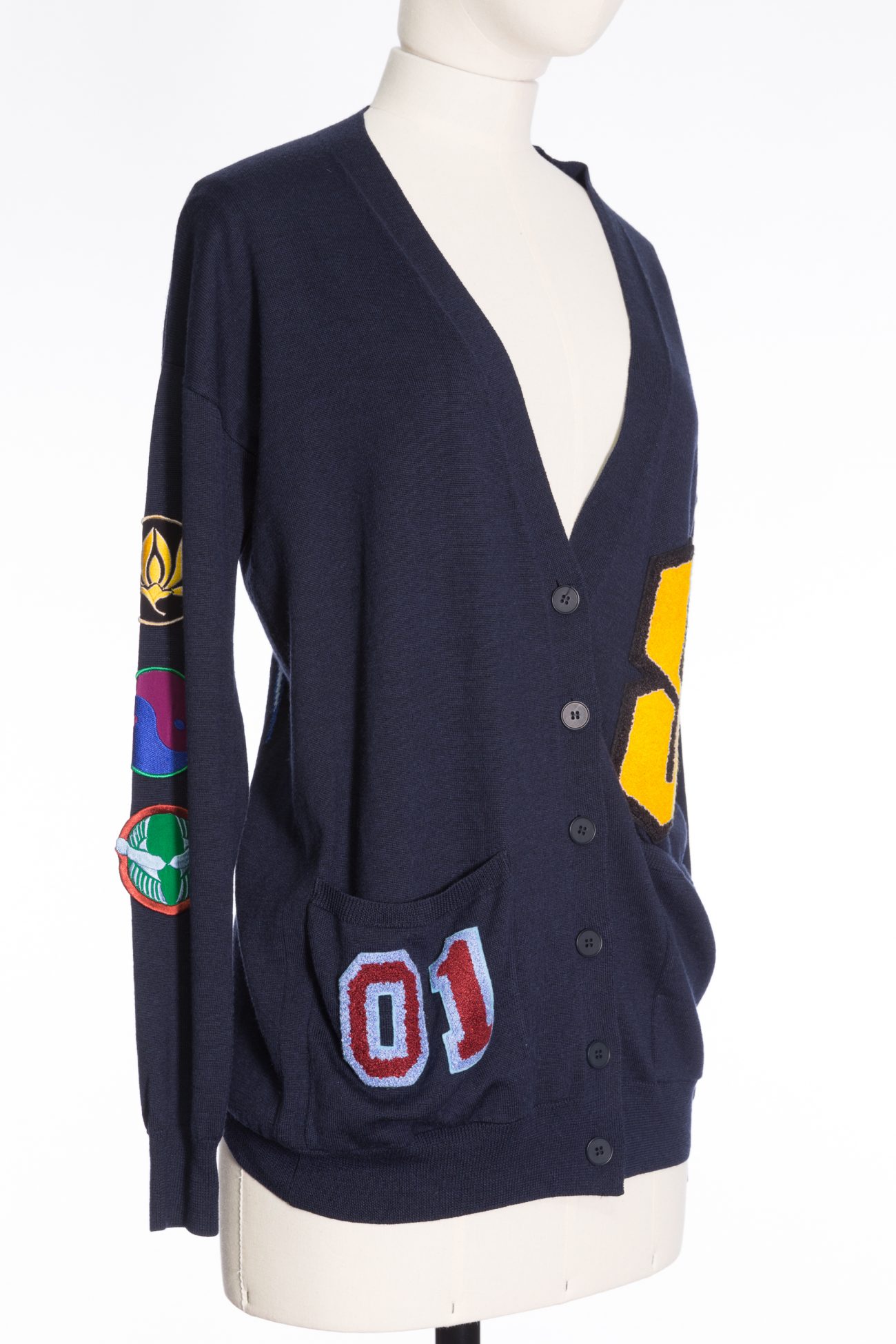 Stella Maccartney Blue Marine Wool Embroidered Cardigan