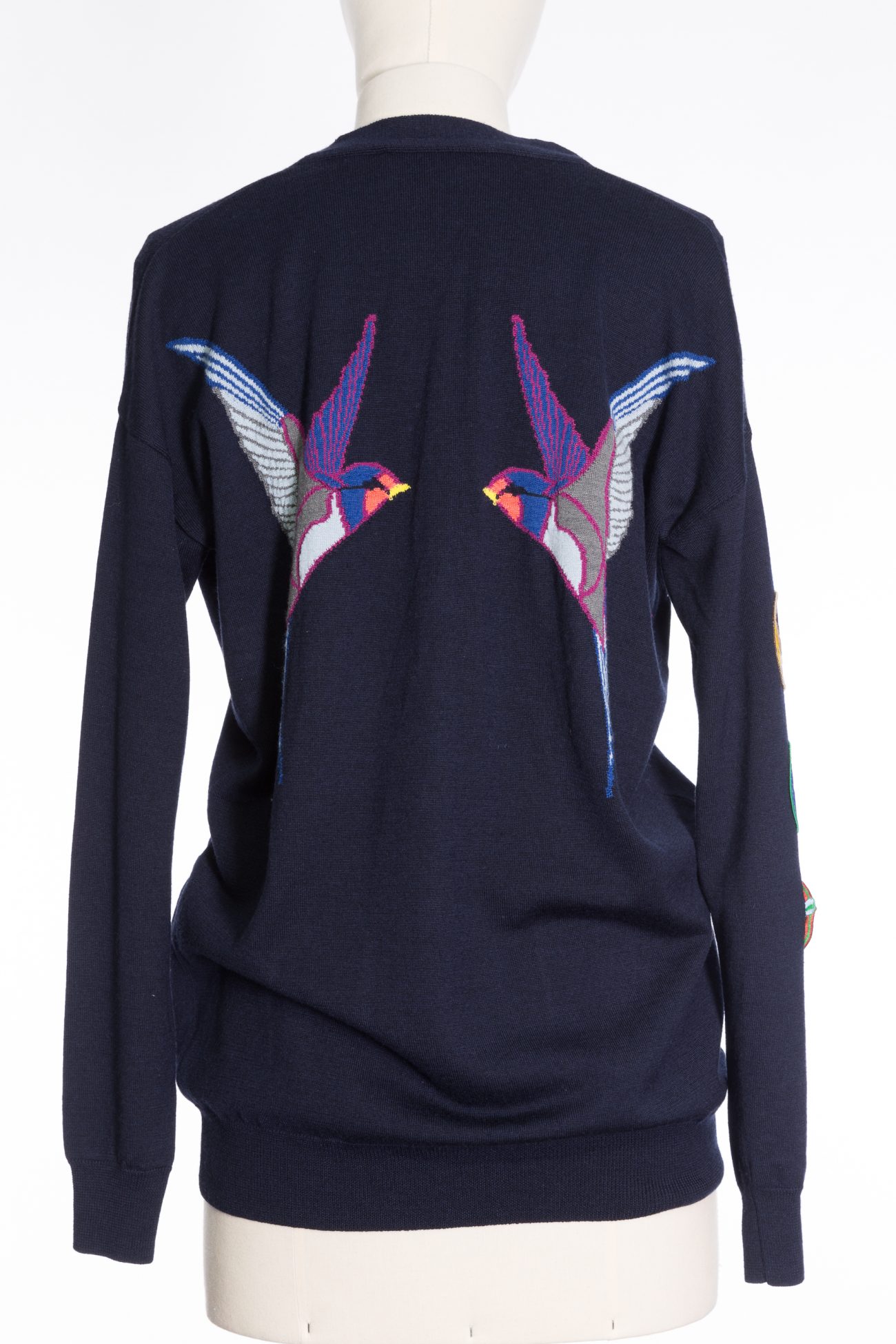 Stella Maccartney Blue Marine Wool Embroidered Cardigan