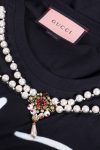 Gucci Life is Gucci pearls & crystals embellished black cotton t-shirt
