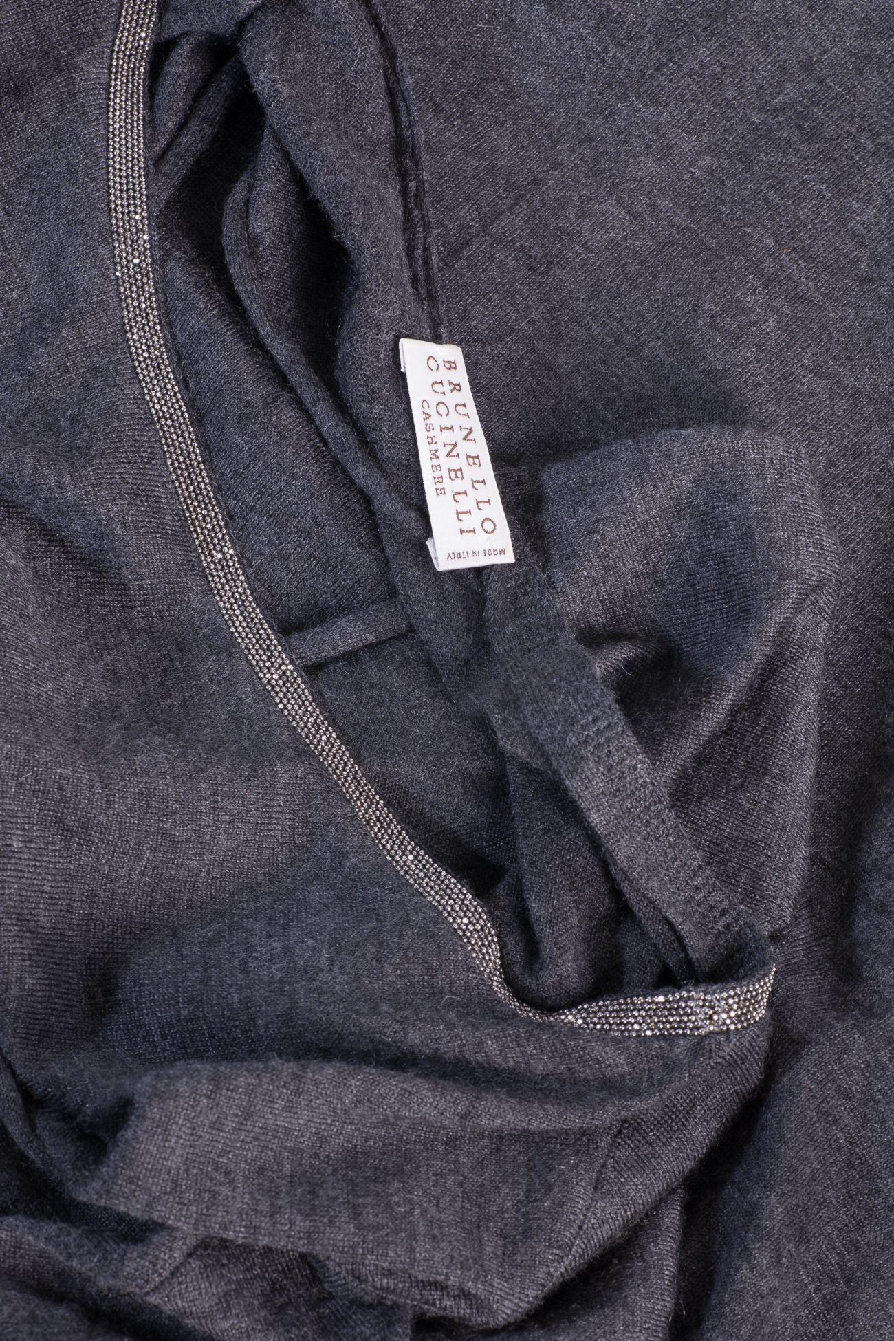 Brunello Cucinelli Cashmere and silk dress with Monili beads collar
