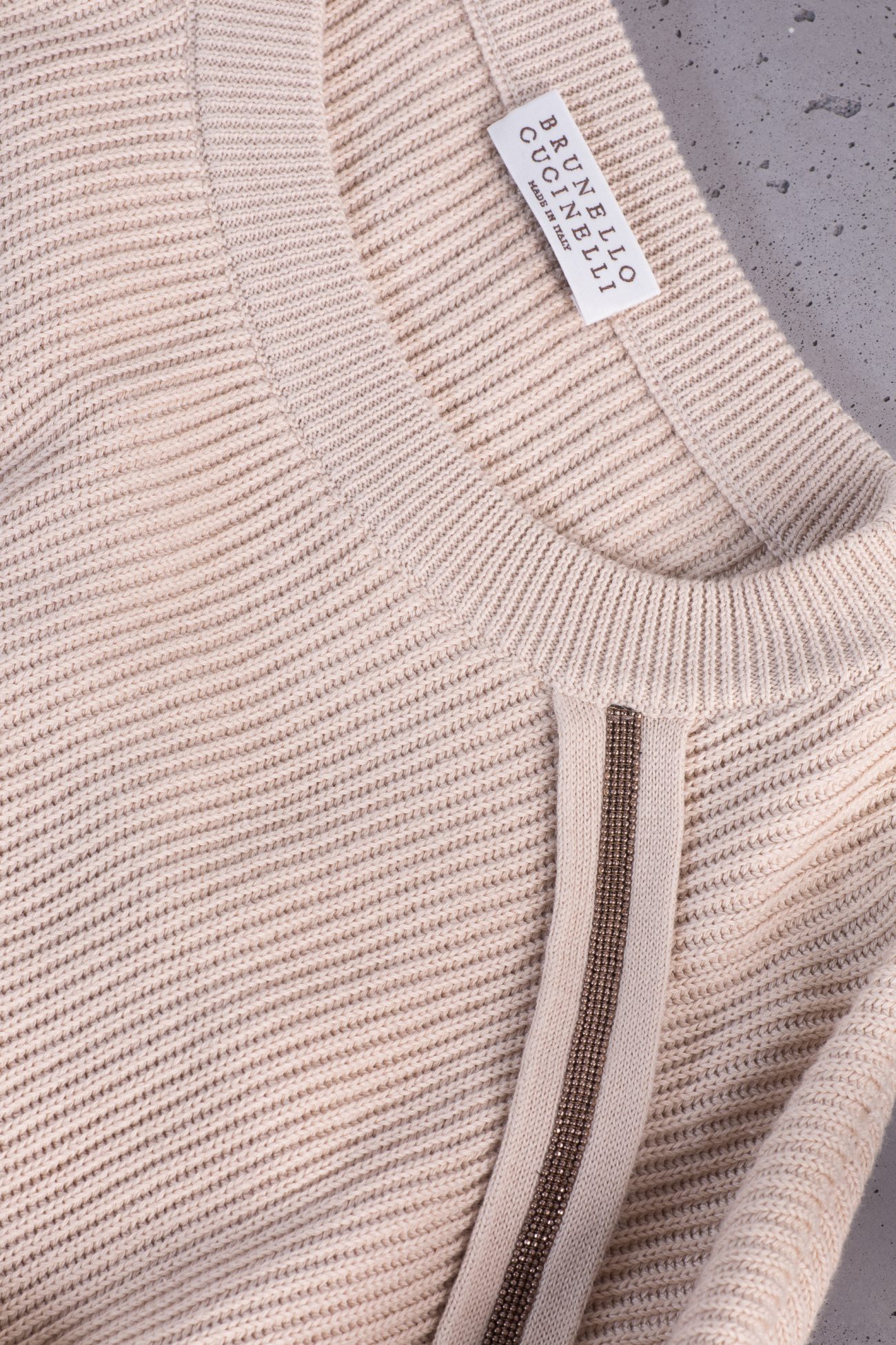 Brunello Cucinelli Cotton sweater with Monili breads
