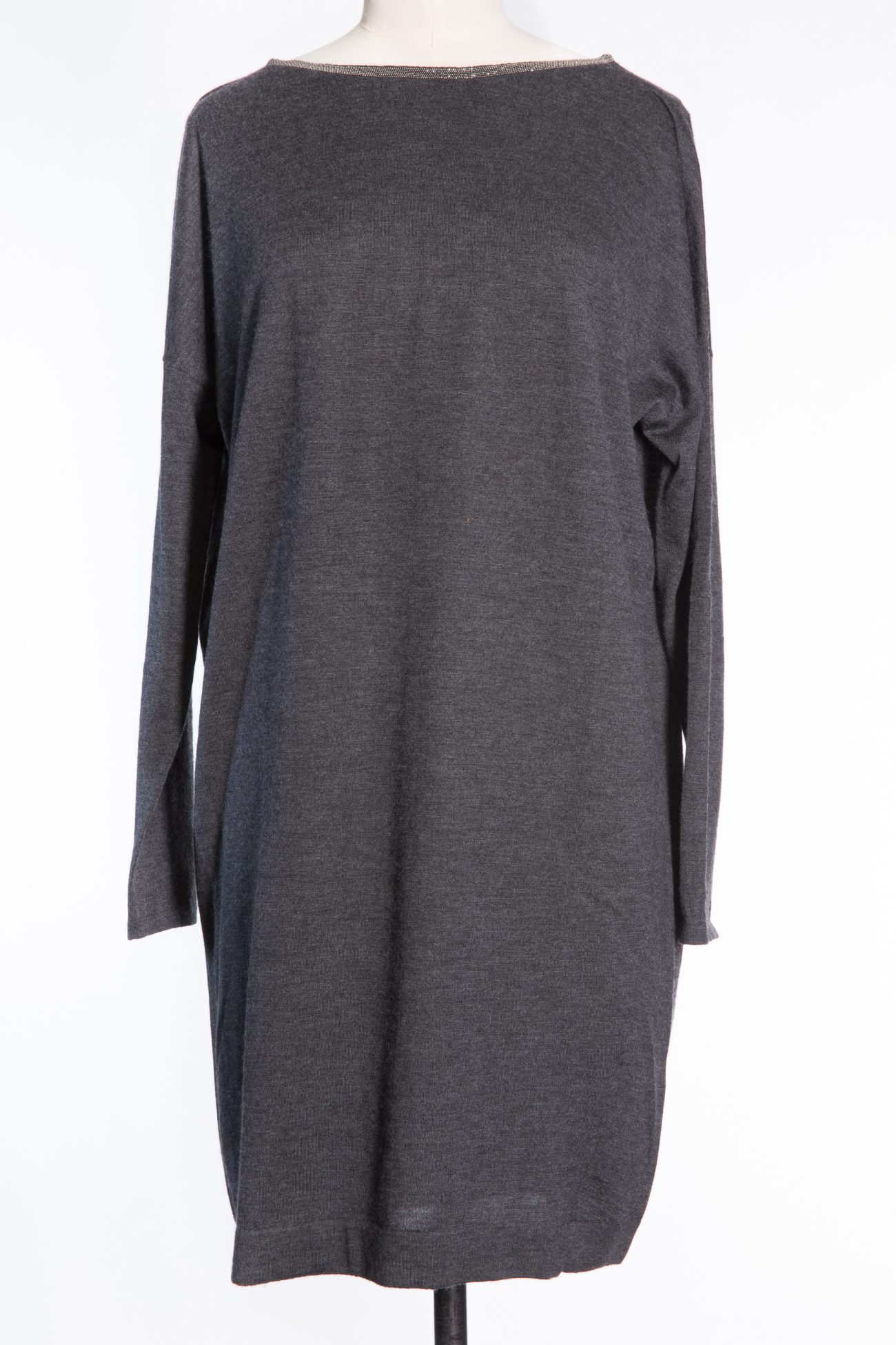 Brunello Cucinelli Cashmere and silk dress with Monili beads collar