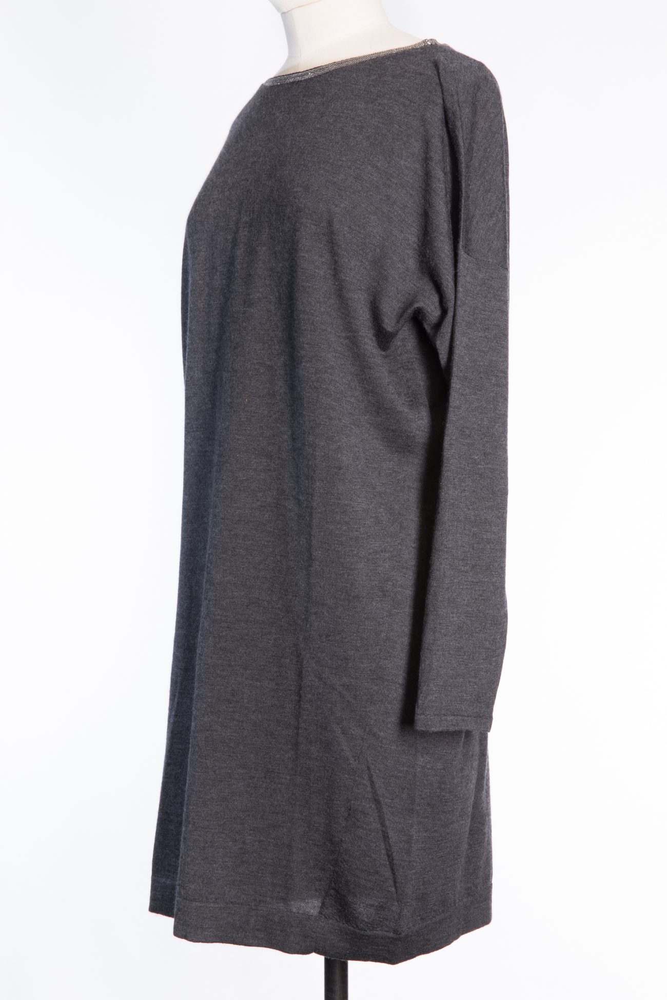 Brunello Cucinelli Cashmere and silk dress with Monili beads collar