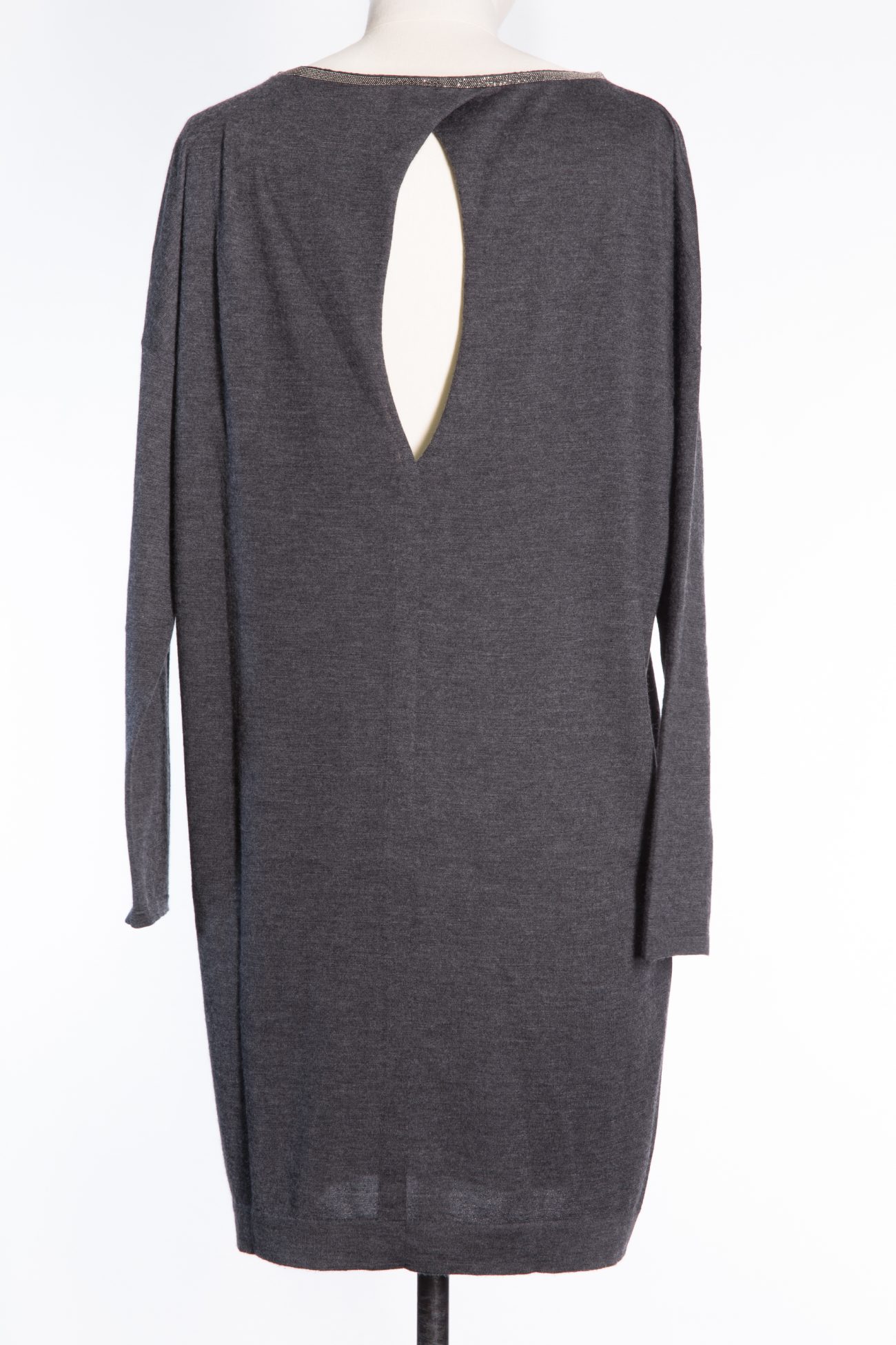 Brunello Cucinelli Cashmere and silk dress with Monili beads collar