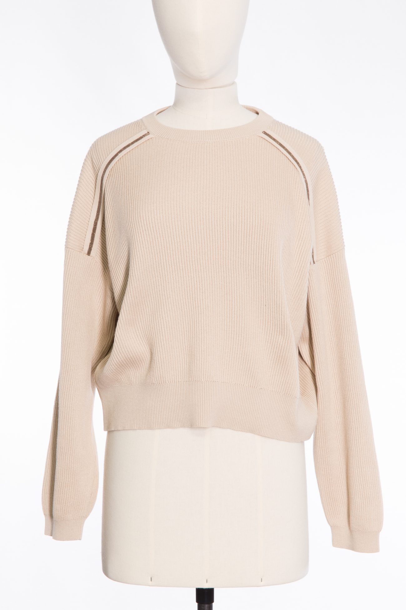 Brunello Cucinelli Cotton sweater with Monili breads