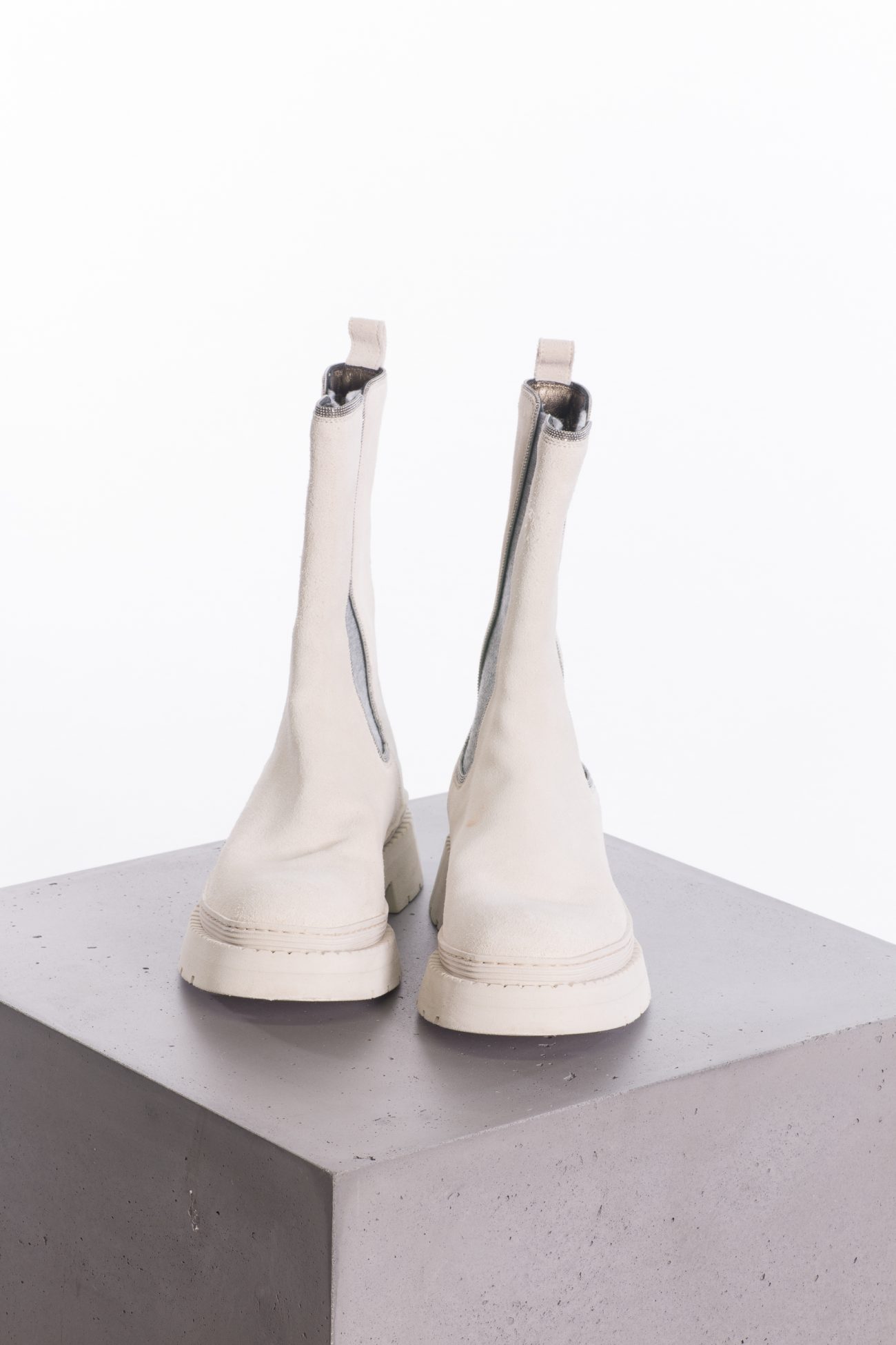 Brunello Cucinelli Suede Chelsea boots with Monili beads