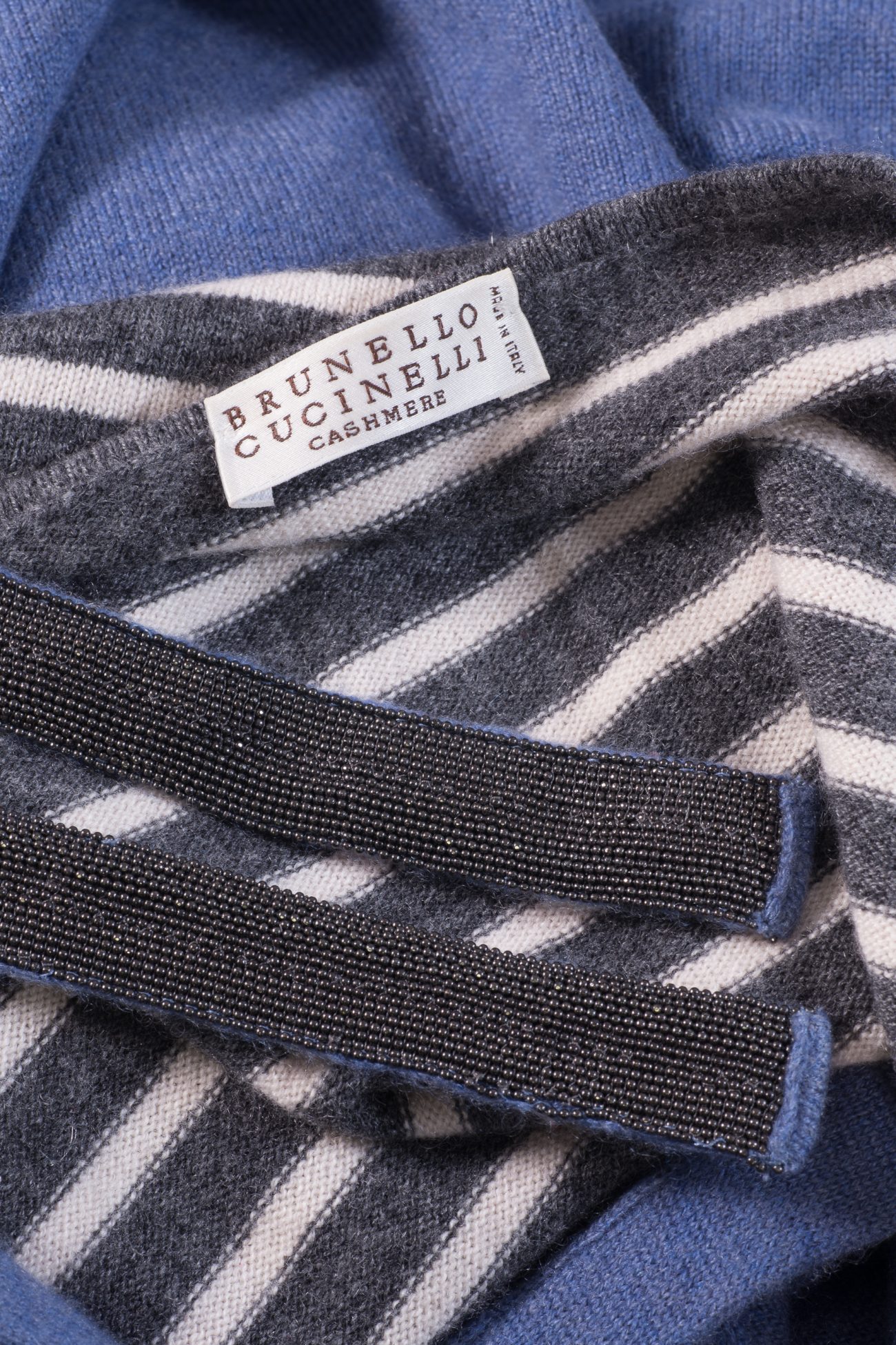 Brunello Cucinelli Cashmere belted striped cardigan 