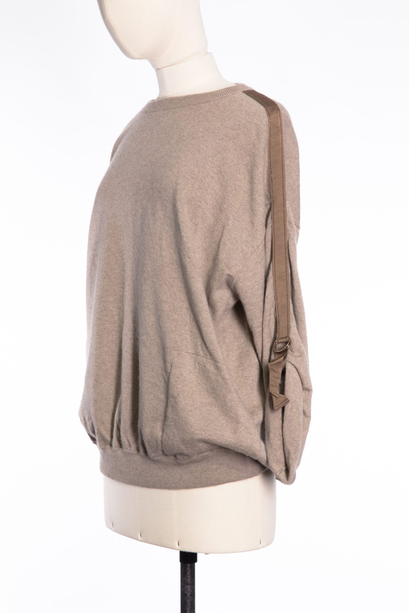 Brunello Cucinelli Cashmere sweater with adjustable grosgrain ribbon