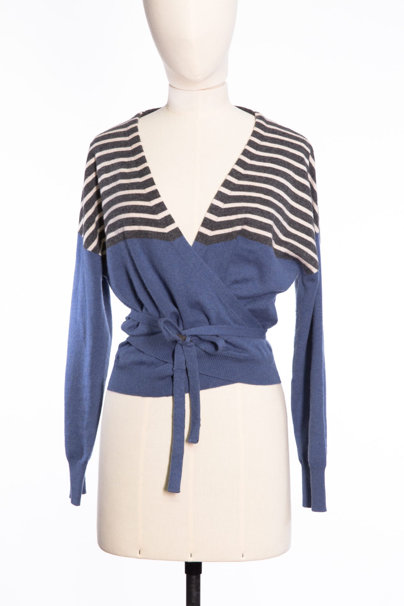 Brunello Cucinelli Cashmere belted striped cardigan 