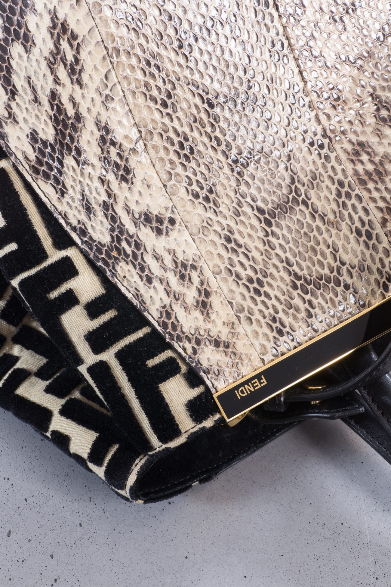 Fendi 2Jours python Zucca velvet bag