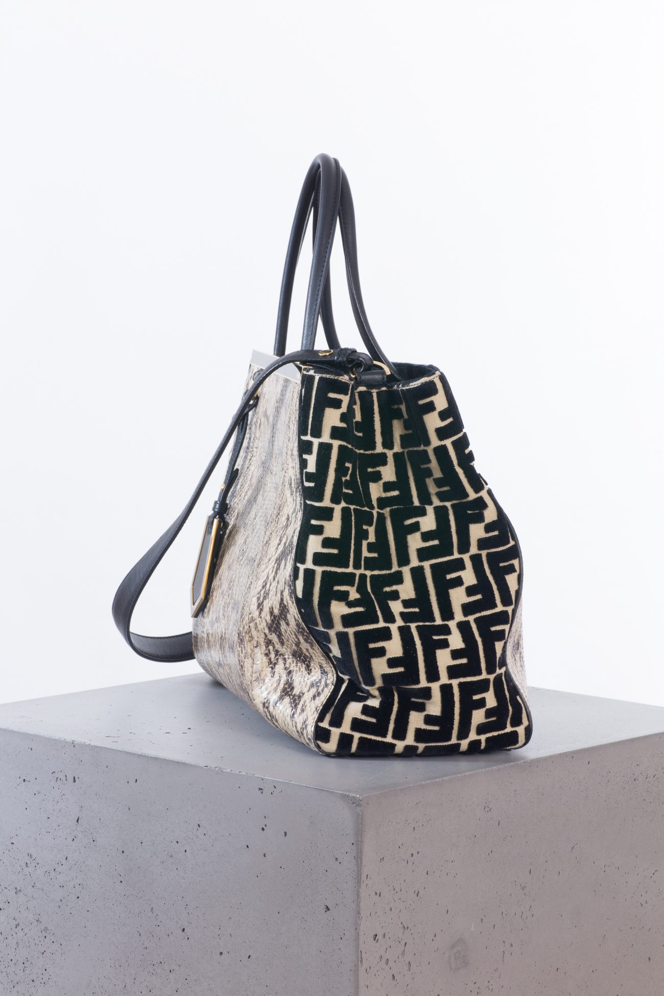 Fendi 2Jours python Zucca velvet bag