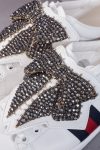 Gucci White ace removable crystal bow sneakers