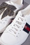 Gucci White ace removable crystal bow sneakers