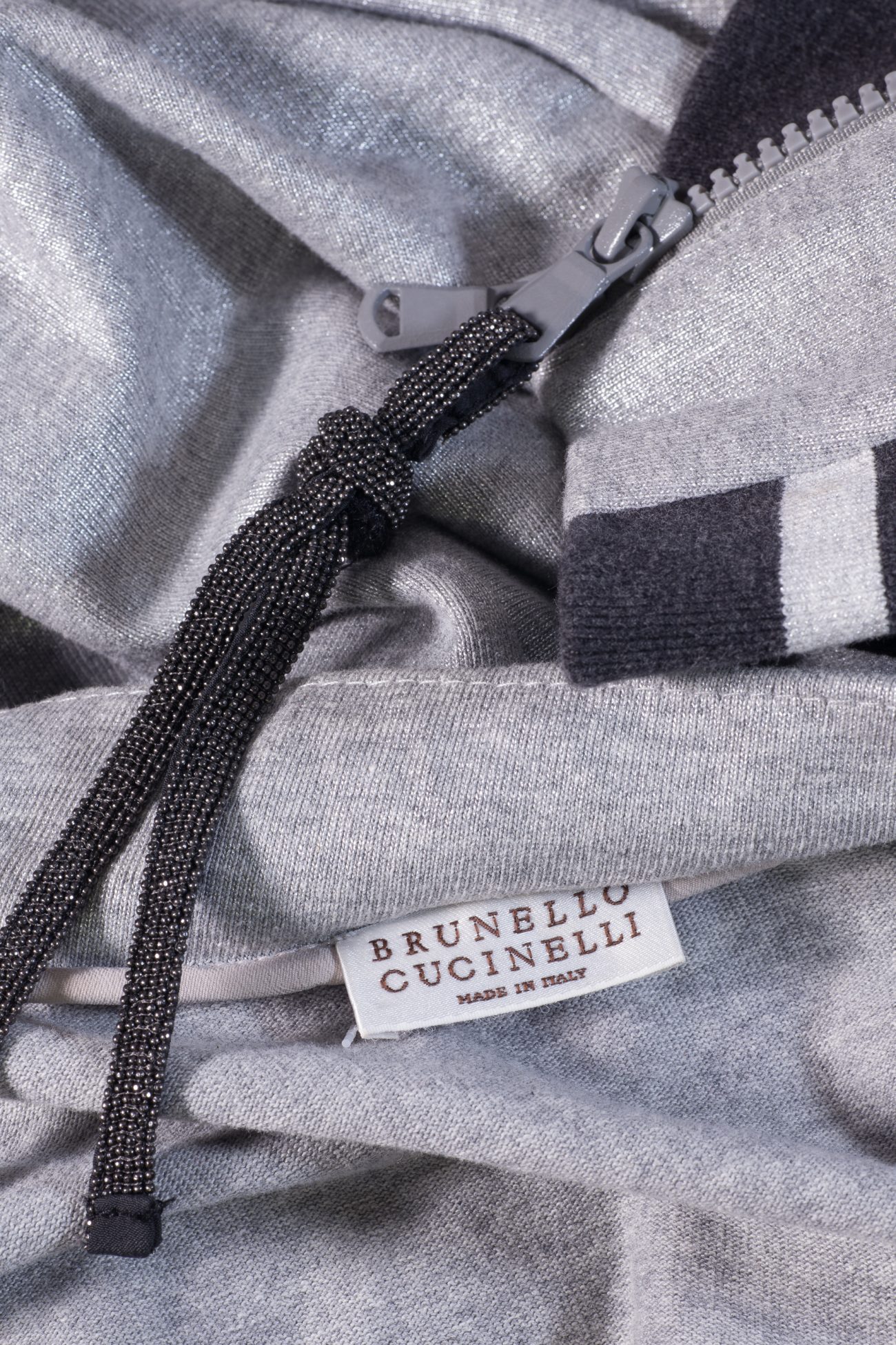 Brunello Cucinelli Silver cotton Monili zip sweater
