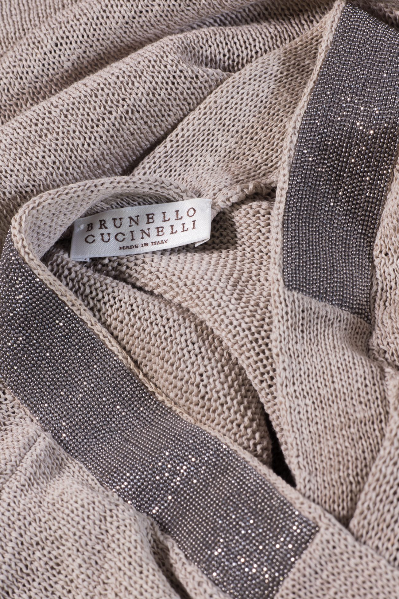 Brunello Cucinelli Cotton V-neck monili beads sweater