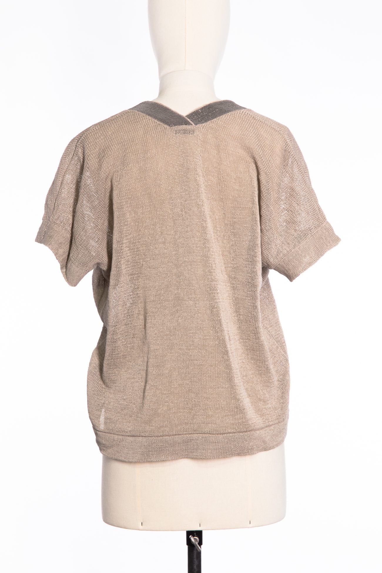 Brunello Cucinelli Cotton V-neck monili beads sweater