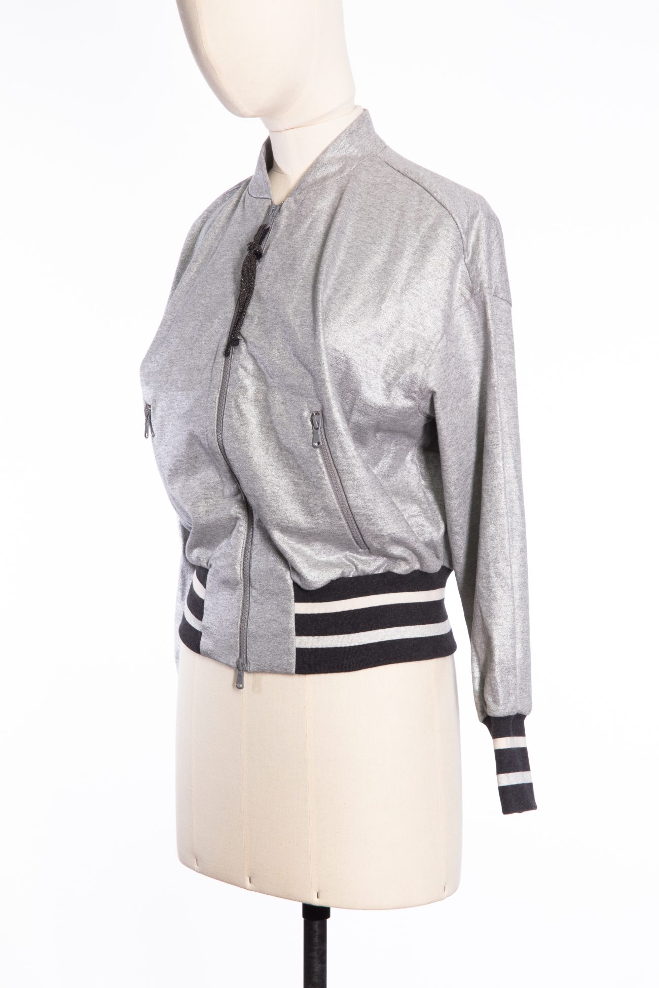 Brunello Cucinelli Silver cotton Monili zip sweater