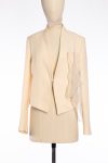 Brunello Cucinelli Cream wool crepe asymmetric hem cropped blazer