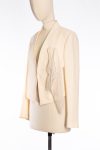 Brunello Cucinelli Cream wool crepe asymmetric hem cropped blazer
