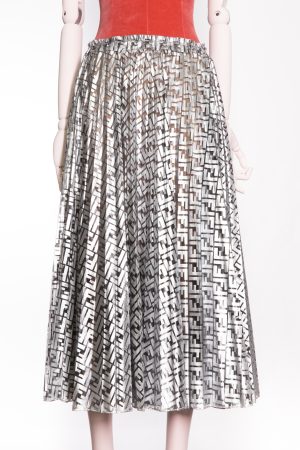 Fendi Pleated accents midi length silver skirt