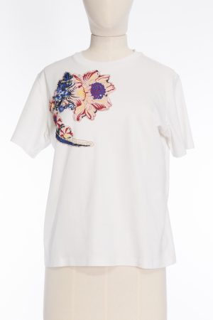 Louis Vuitton Flower embroidered T-shirt in white