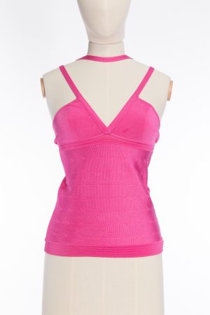 Versace Viscose blend knit crop top in pink