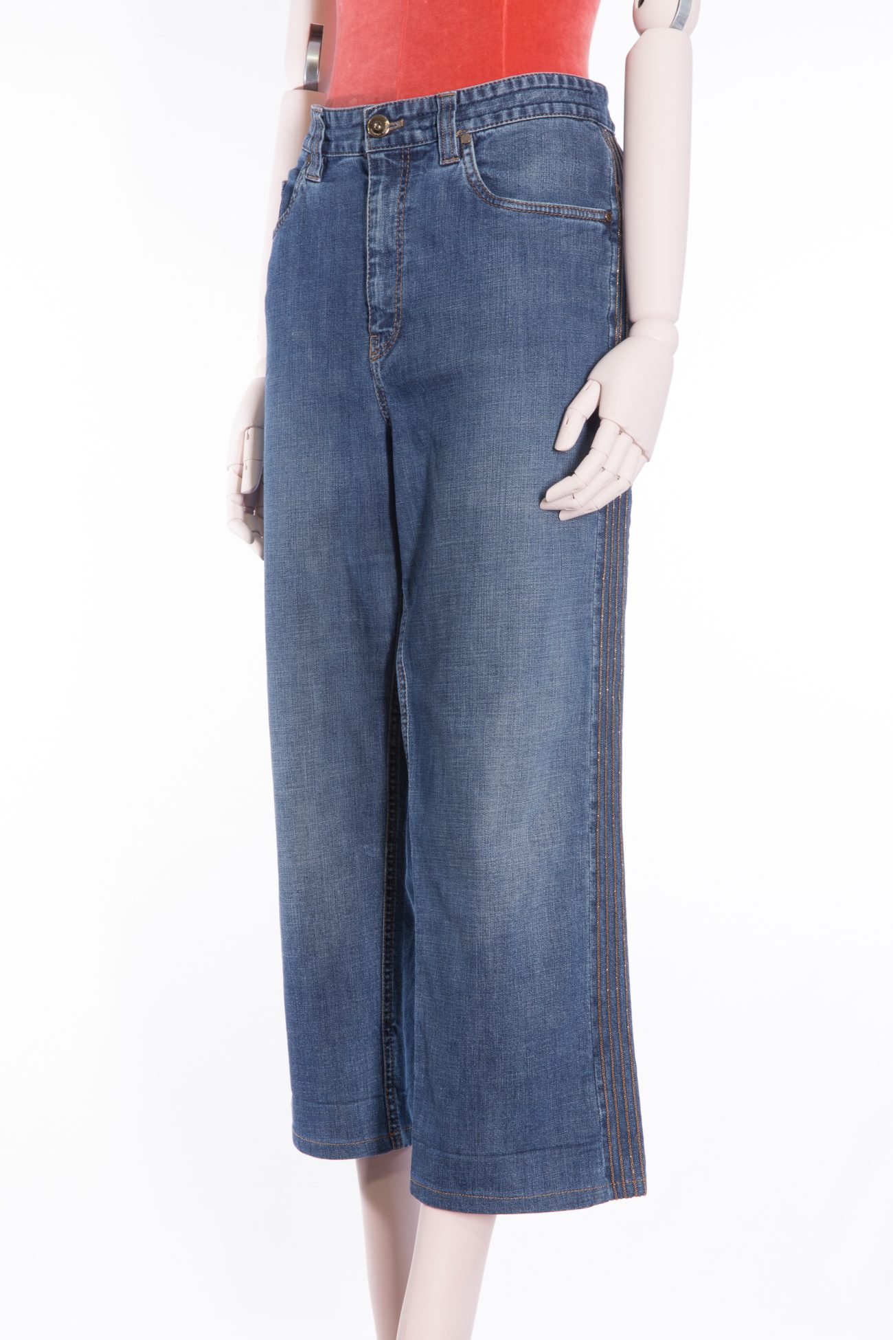 Brunello Cucinelli Boyfriend-fit drawstring jeans with monili stripes