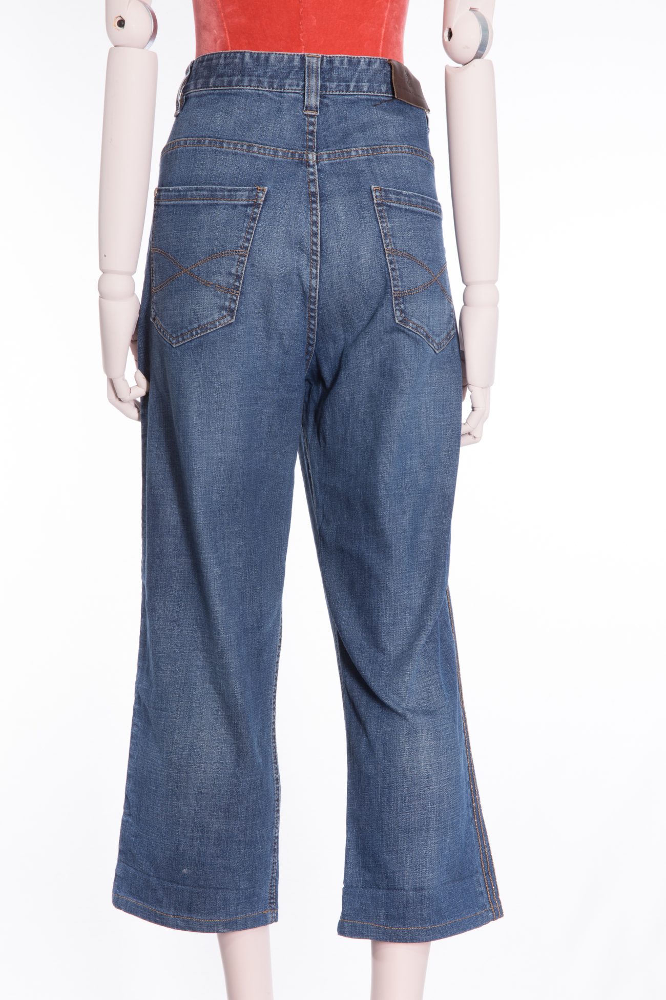 Brunello Cucinelli Boyfriend-fit drawstring jeans with monili stripes
