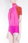Emilio Pucci Gathered silk-chiffon and stretch-jersey halter neck bodysuit