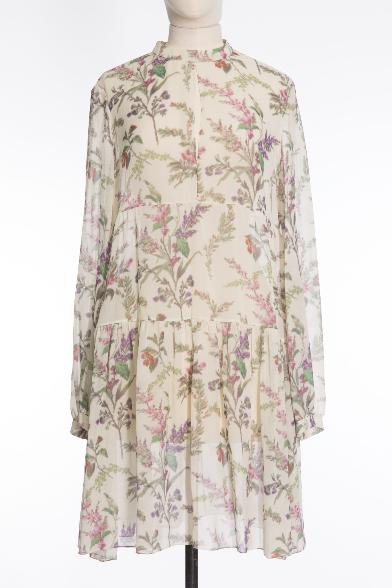 Christian Dior Floral print silk chiffon long sleeve dress