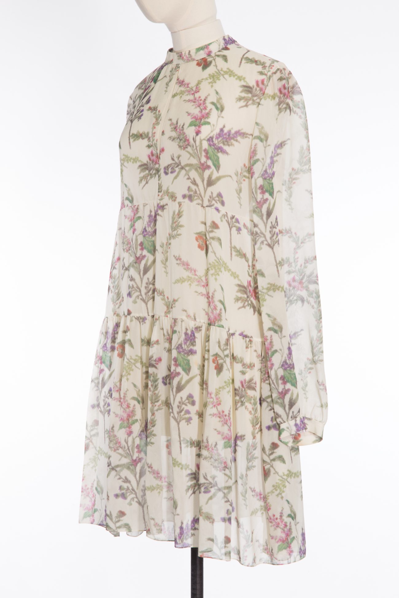 Christian Dior Floral print silk chiffon long sleeve dress
