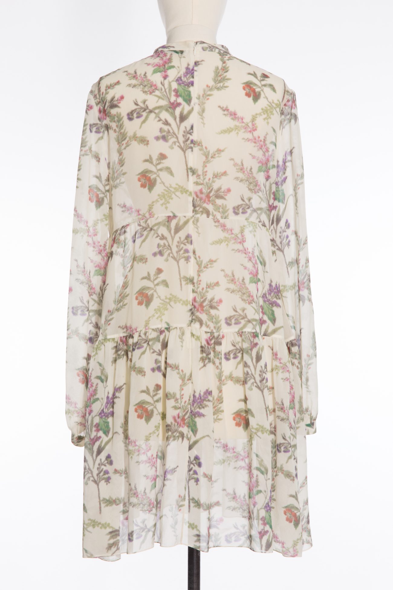 Christian Dior Floral print silk chiffon long sleeve dress