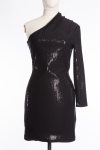 Solace London Zuri one-sleeve sequined jersey mini dress