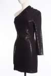 Solace London Zuri one-sleeve sequined jersey mini dress