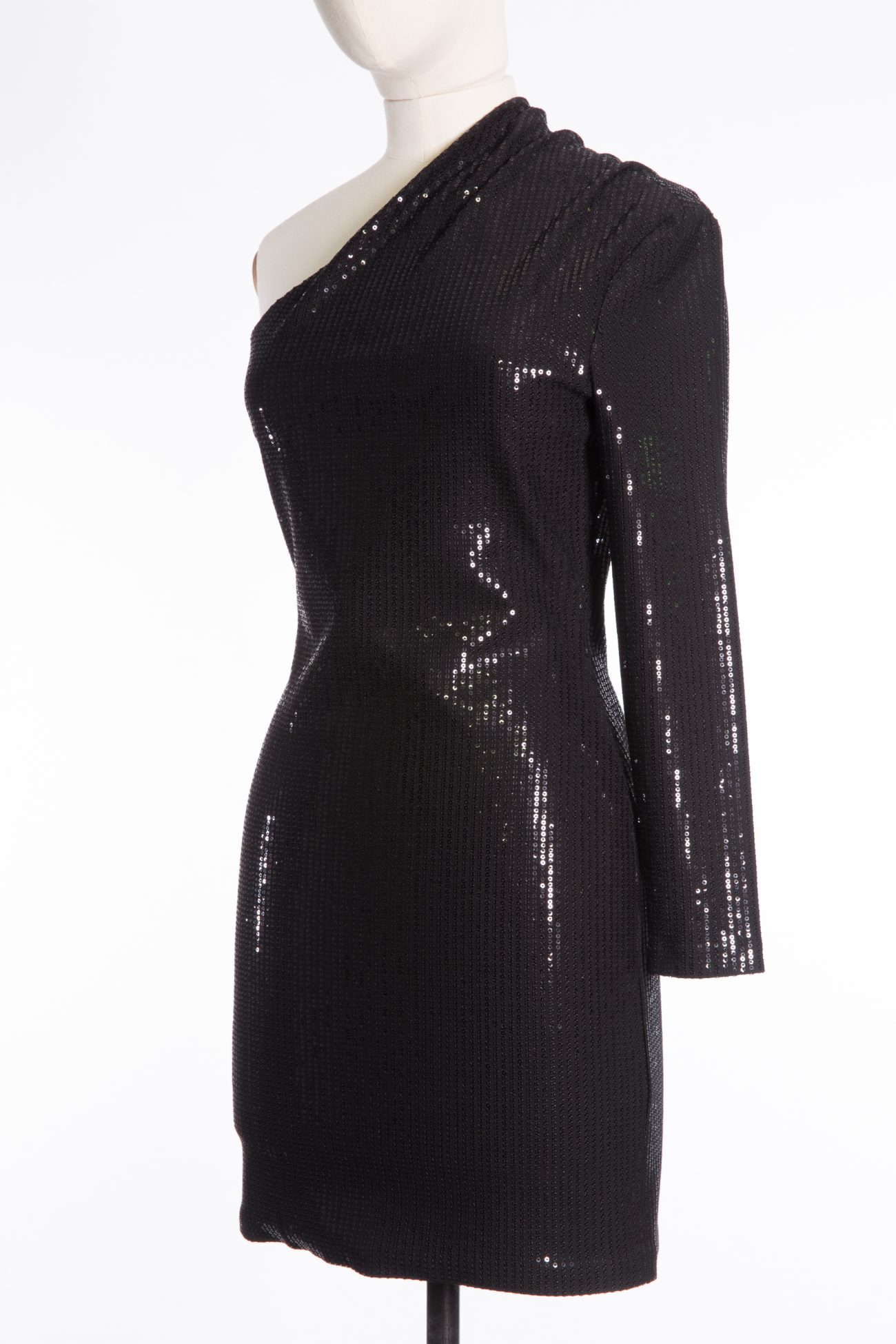Solace London Zuri one-sleeve sequined jersey mini dress