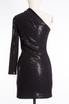 Solace London Zuri one-sleeve sequined jersey mini dress