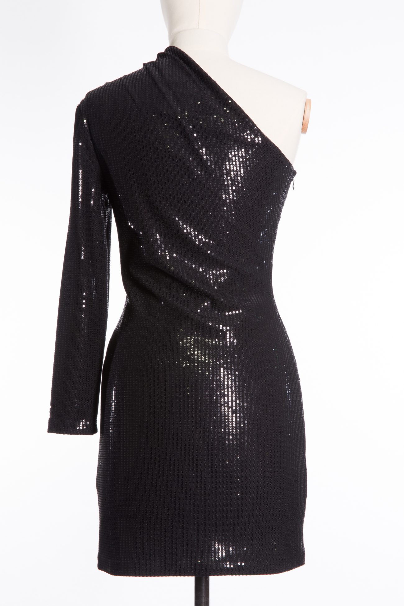 Solace London Zuri one-sleeve sequined jersey mini dress