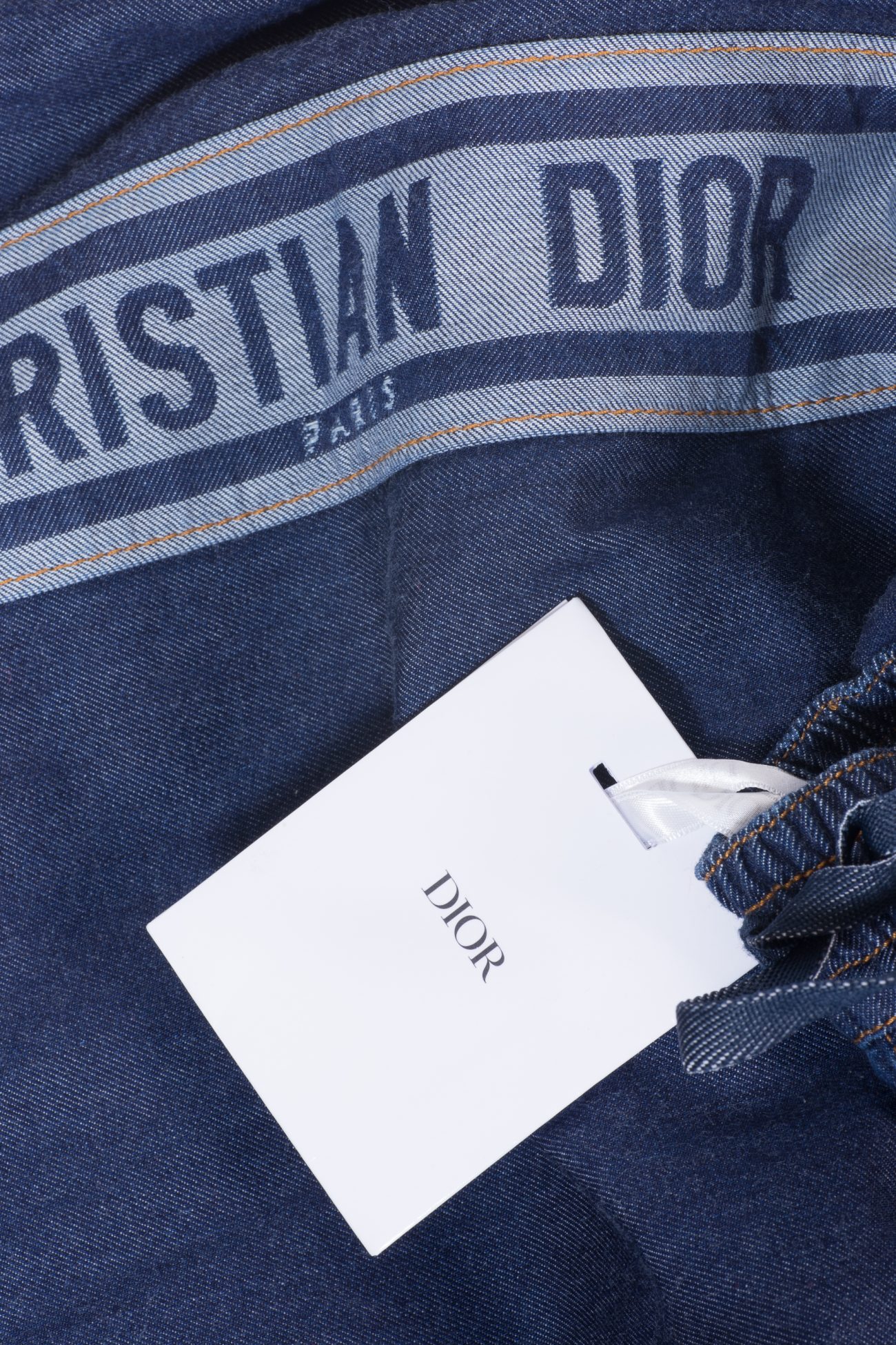 Christian Dior Blue denim couture wide leg pants