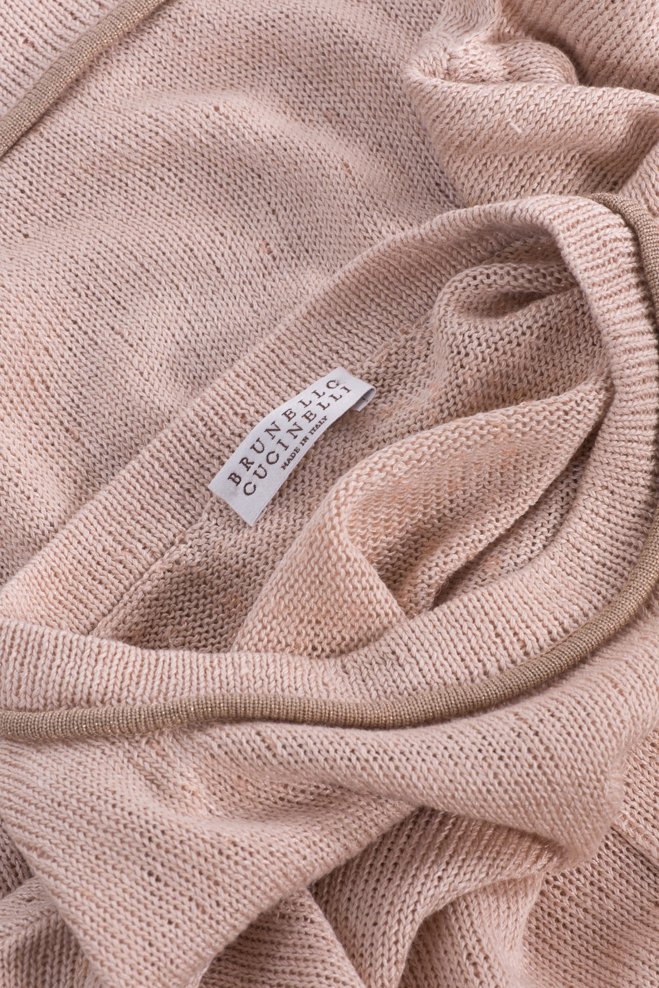 Brunello Cucinelli Linen round neck sweater with sequins