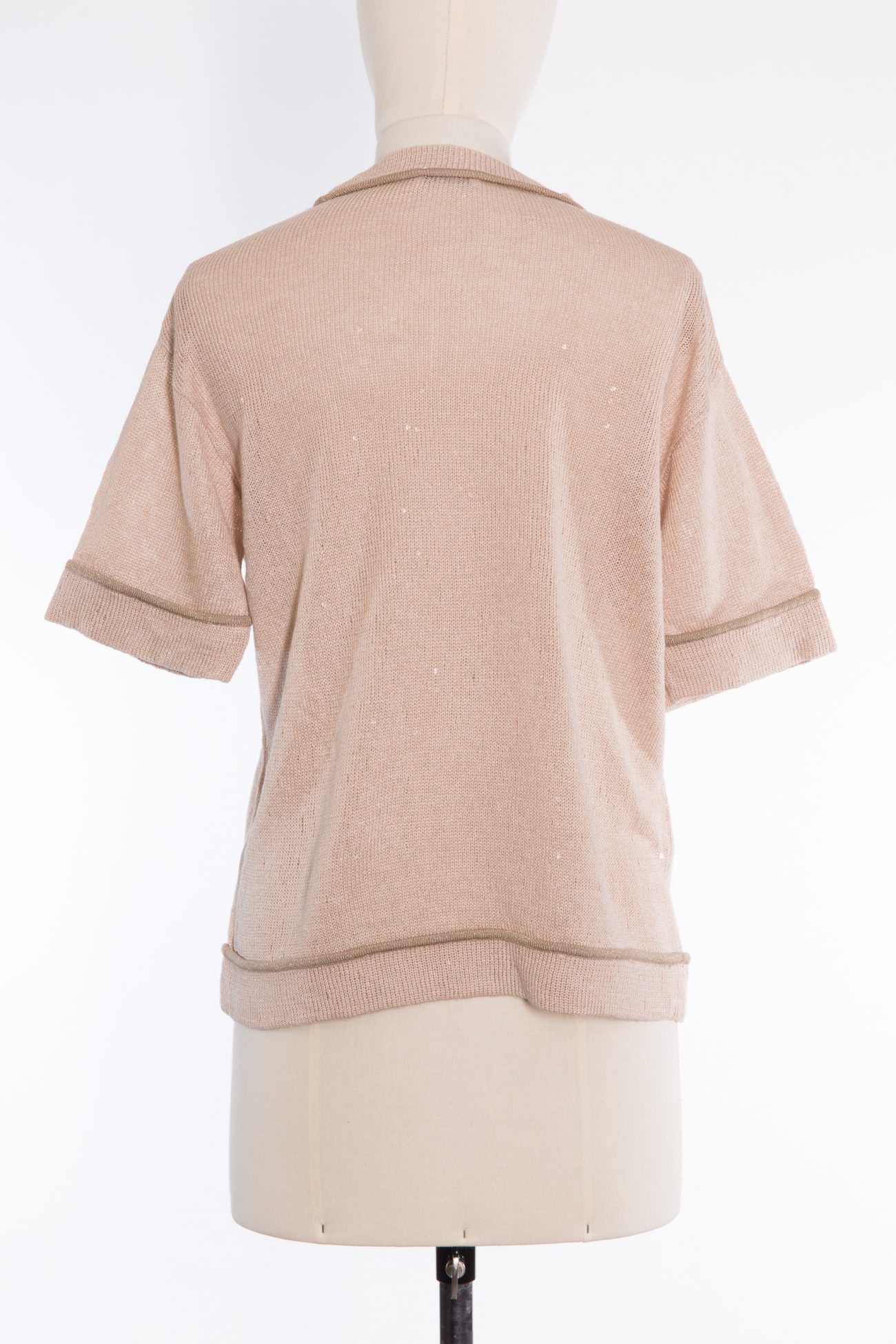 Brunello Cucinelli Linen round neck sweater with sequins