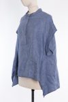 Round-collar cotton and linen blouse