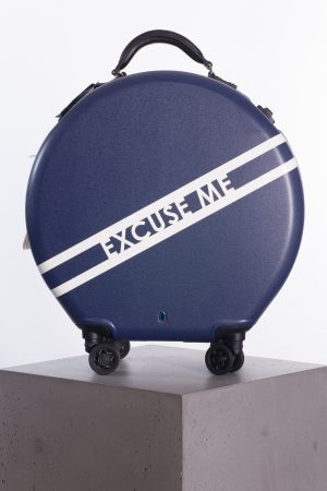 Ookonn Printed leather-trimmed hardshell suitcase in blue