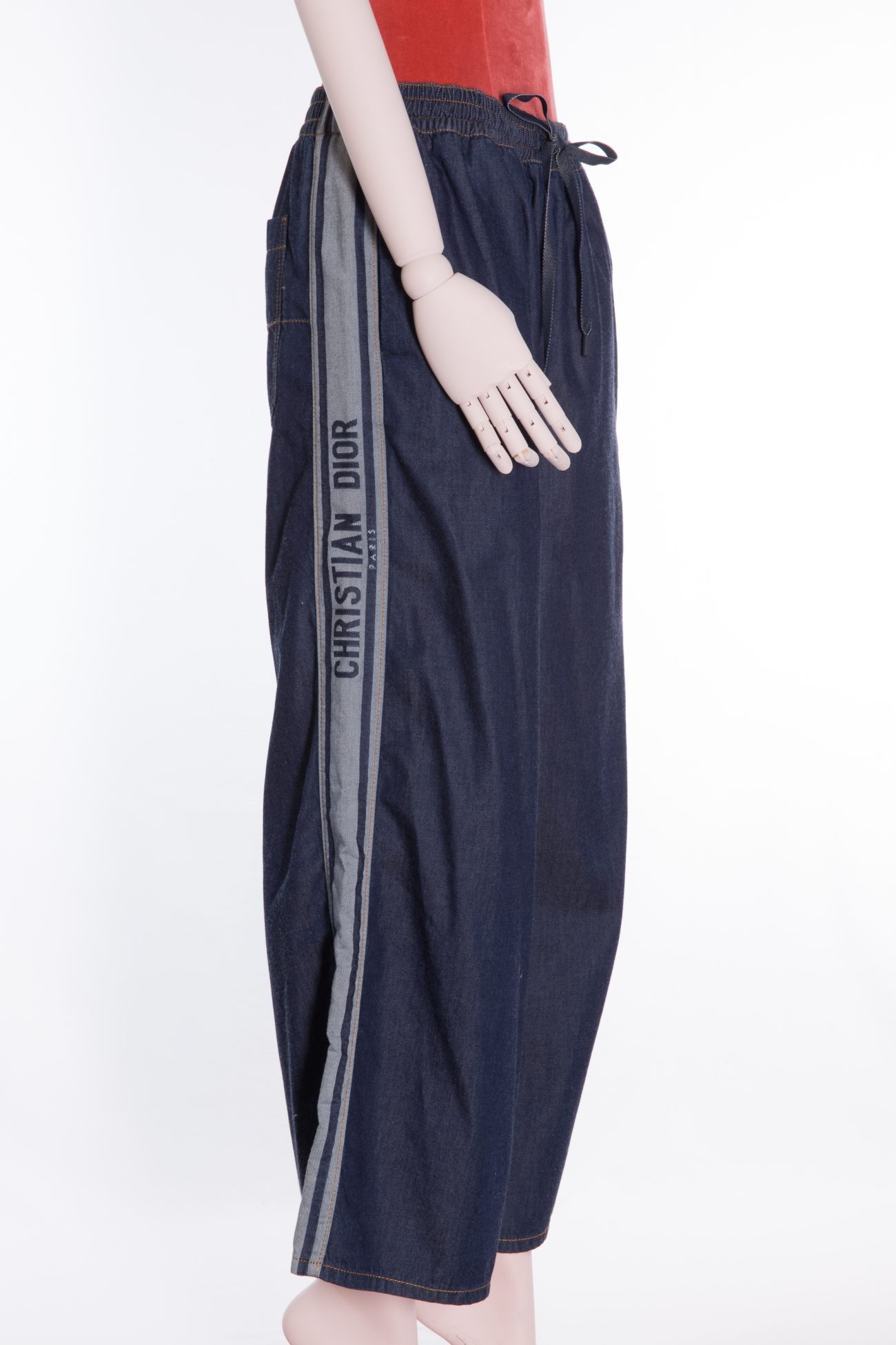 Christian Dior Blue denim couture wide leg pants