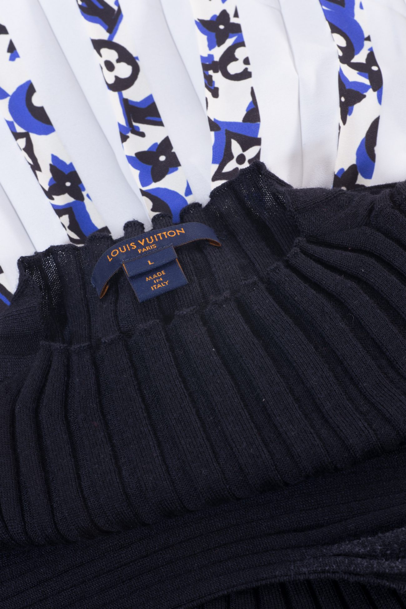 Louis Vuitton Black wool & print silk sleeveless dress