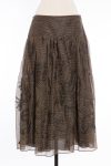 Christian Dior Linen silk gold black leaf pattern faille full skirt