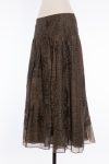 Christian Dior Linen silk gold black leaf pattern faille full skirt