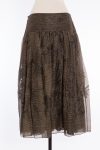 Christian Dior Linen silk gold black leaf pattern faille full skirt